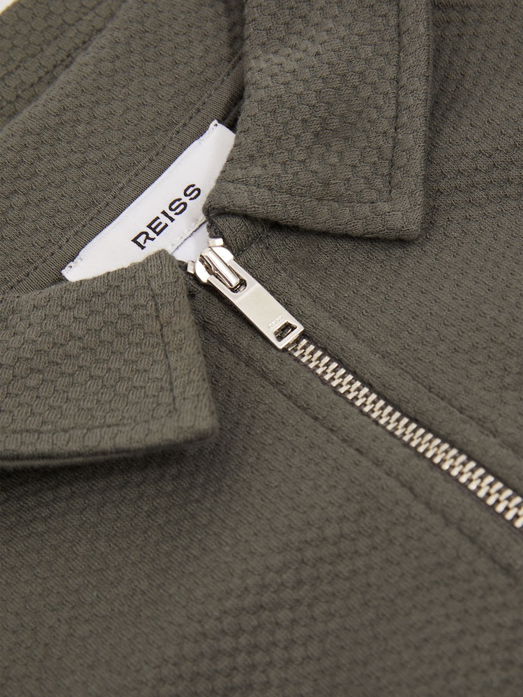 Zelena dim - Reiss Creed Teksturirana polo majica s pol zadrgo majice - Slika 4 iz 4