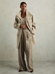 Reiss Stone Evelyn Lyocell-Wool Marled V-Neck Top - Image 6 of 7
