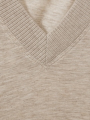 Reiss Stone Evelyn Lyocell-Wool Marled V-Neck Top - Image 7 of 7