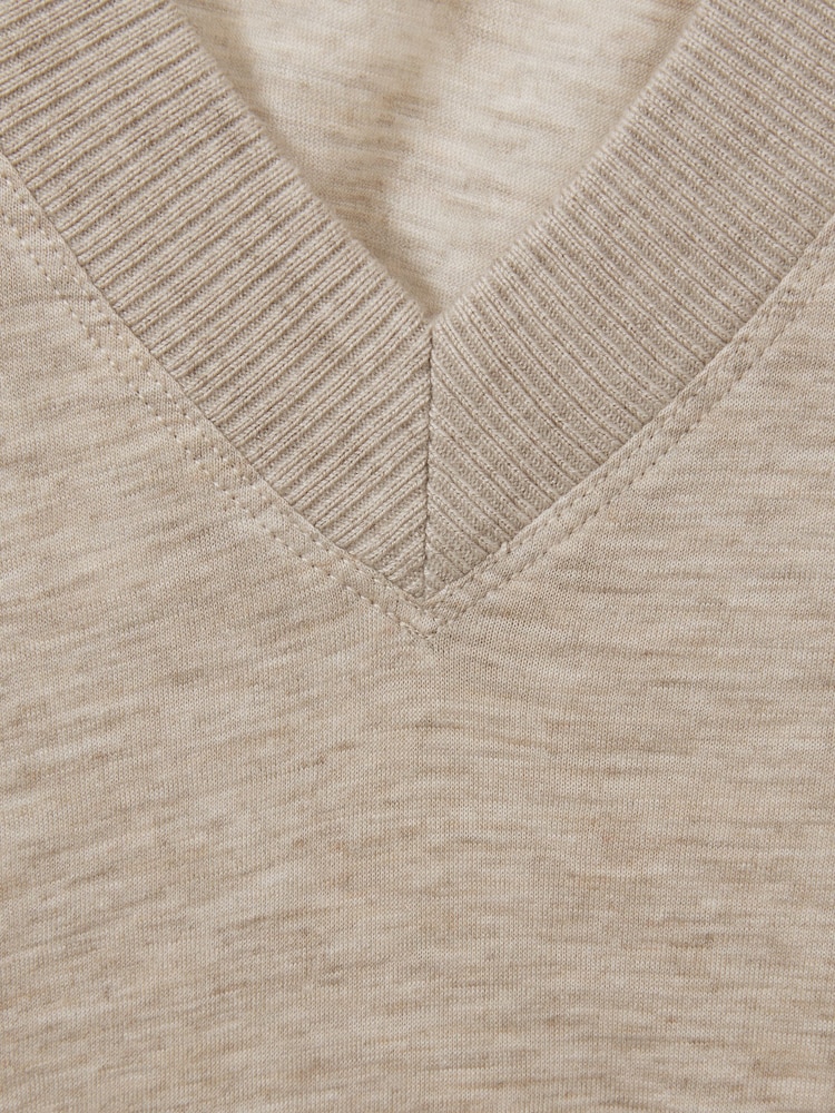 Reiss Stone Evelyn Lyocell-Wool Marled V-Neck Top - Image 7 of 7
