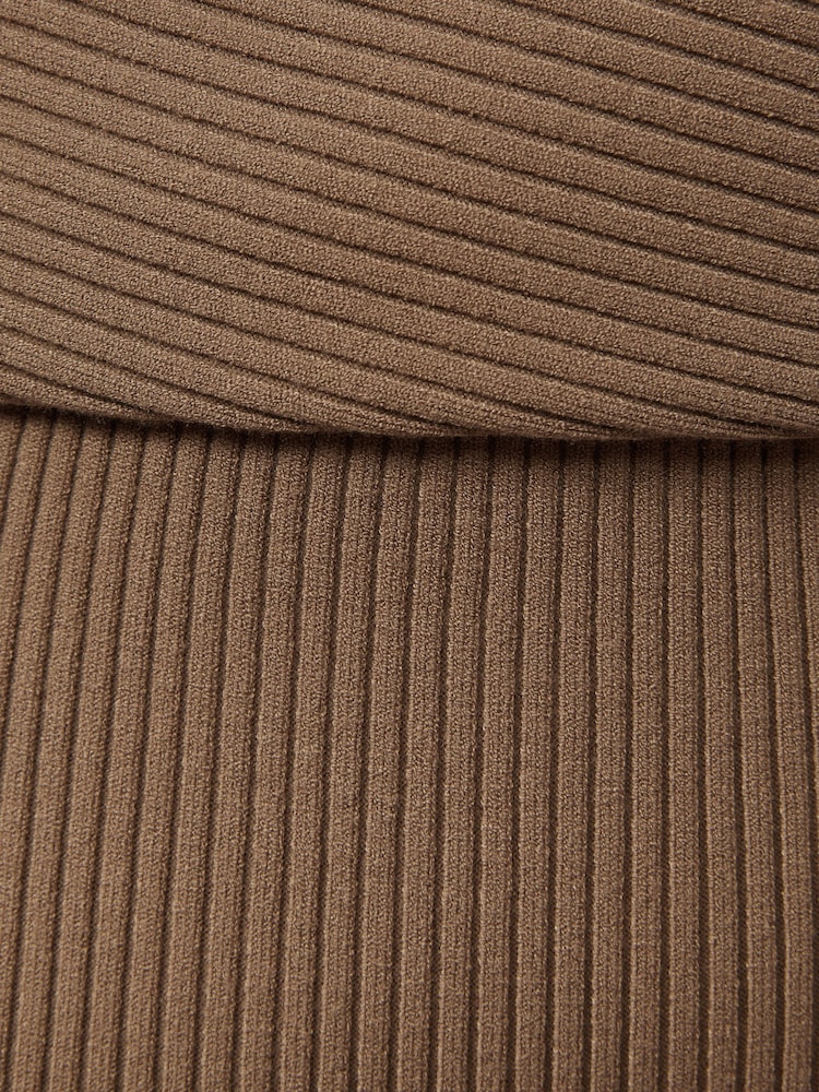 Reiss Mink Lara Off-The-Shoulder Ribbed Midi Dress - Image 5 of 5