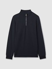 Reiss Navy Illinois Textured Half-Zip Funnel-Neck Sweatshirt - Image 2 of 6