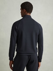 Reiss Navy Illinois Textured Half-Zip Funnel-Neck Sweatshirt - Image 4 of 6