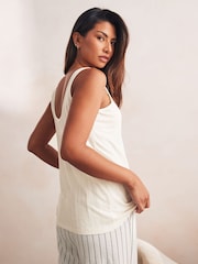 Pink/Cream Strappy Scoop Neck Slouch Ribbed Vests 2 Pack - Image 3 of 8