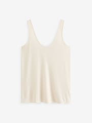Pink/Cream Strappy Scoop Neck Slouch Ribbed Vests 2 Pack - Image 6 of 8