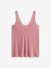 Pink/Cream Strappy Scoop Neck Slouch Ribbed Vests 2 Pack - Image 7 of 8