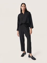 Soaked in Luxury Vinda Linen Blend Casual Cropped Length Black Trousers - Image 1 of 6