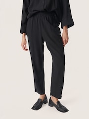 Soaked in Luxury Vinda Linen Blend Casual Cropped Length Black Trousers - Image 2 of 6