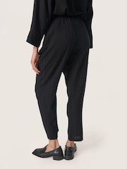 Soaked in Luxury Vinda Linen Blend Casual Cropped Length Black Trousers - Image 3 of 6