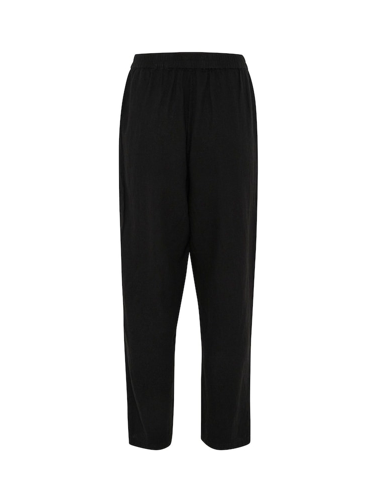 Soaked in Luxury Vinda Linen Blend Casual Cropped Length Black Trousers - Image 6 of 6