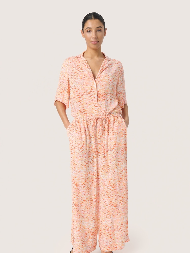 Soaked in Luxury Zaya Cropped Leg Half Sleeve Pink Jumpsuit - Image 1 of 6 Soaked in Luxury Zaya Cropped Leg Half Sleeve Pink Jumpsuit - Image 1 of 6