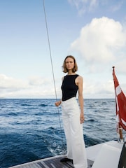 Soaked in Luxury Vanessa Wide Leg High-Waisted White Jeans - Image 1 of 5