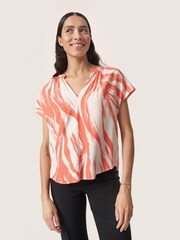 Soaked in Luxury Wynter Notch Neck Short Sleeve Blouse - Image 1 of 5