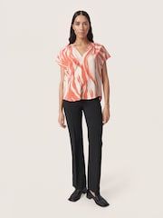 Soaked in Luxury Wynter Notch Neck Short Sleeve Blouse - Image 3 of 5