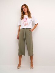 Kaffe Green Malli Casual Cropped High Waist Trousers - Image 1 of 6