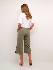 Kaffe Green Malli Casual Cropped High Waist Trousers - Image 2 of 6