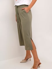 Kaffe Green Malli Casual Cropped High Waist Trousers - Image 4 of 6