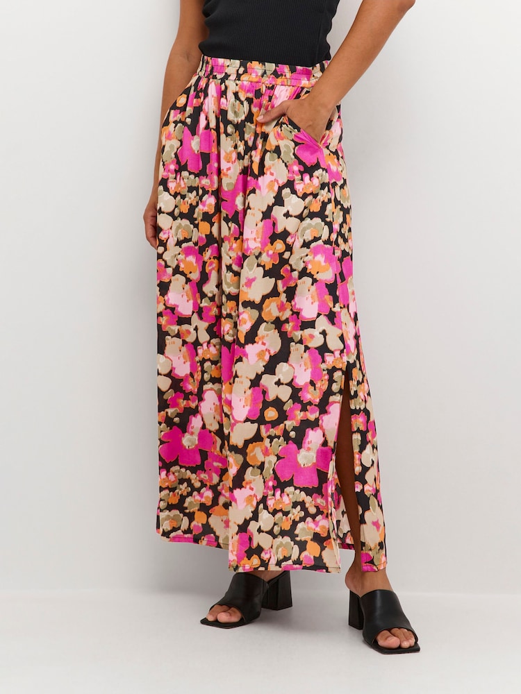 Kaffe Pollie High Waist Pockets Black Maxi Skirt - Image 1 of 6