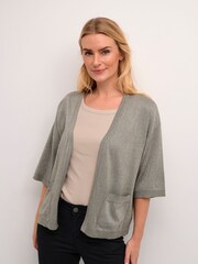 Kaffe Green Regina Half Sleeve Open Front Cardigan - Image 1 of 6