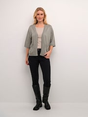 Kaffe Green Regina Half Sleeve Open Front Cardigan - Image 3 of 6