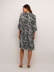 Kaffe Hera V-Neck Knee-Length Printed Black Dress - Image 4 of 6