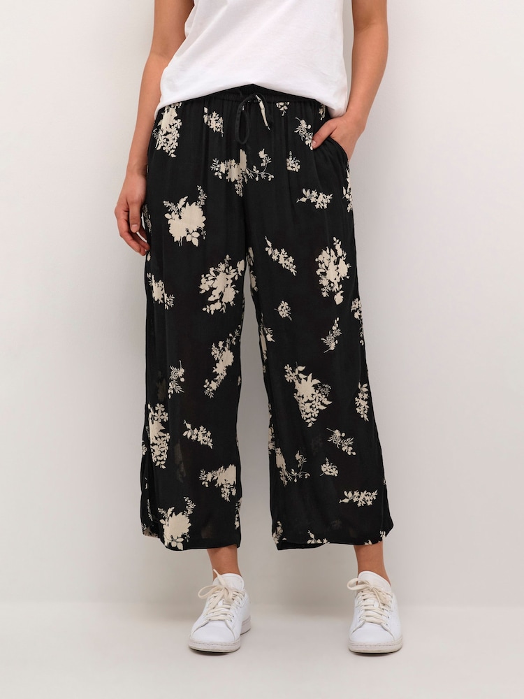 Kaffe Maria Capri Wide Leg Black Trousers - Image 1 of 6