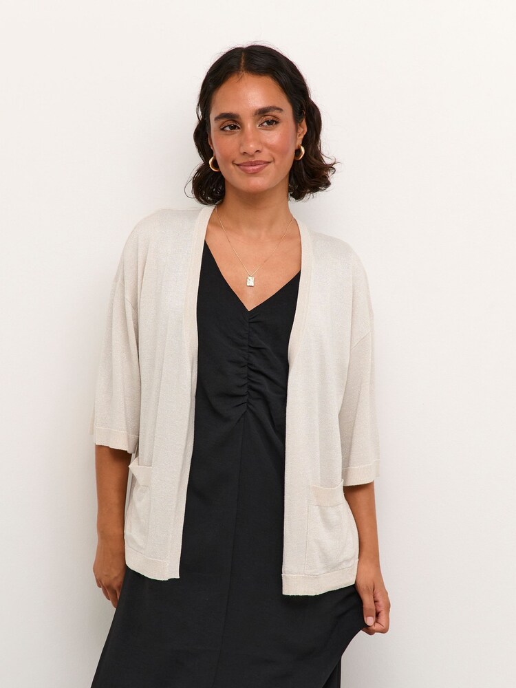 Kaffe Regina Half Sleeve Open Front White Cardigan - Image 1 of 6