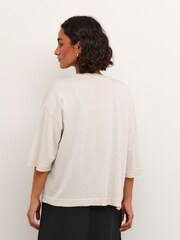Kaffe Regina Half Sleeve Open Front White Cardigan - Image 2 of 6