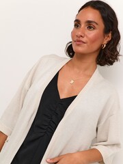 Kaffe Regina Half Sleeve Open Front White Cardigan - Image 4 of 6