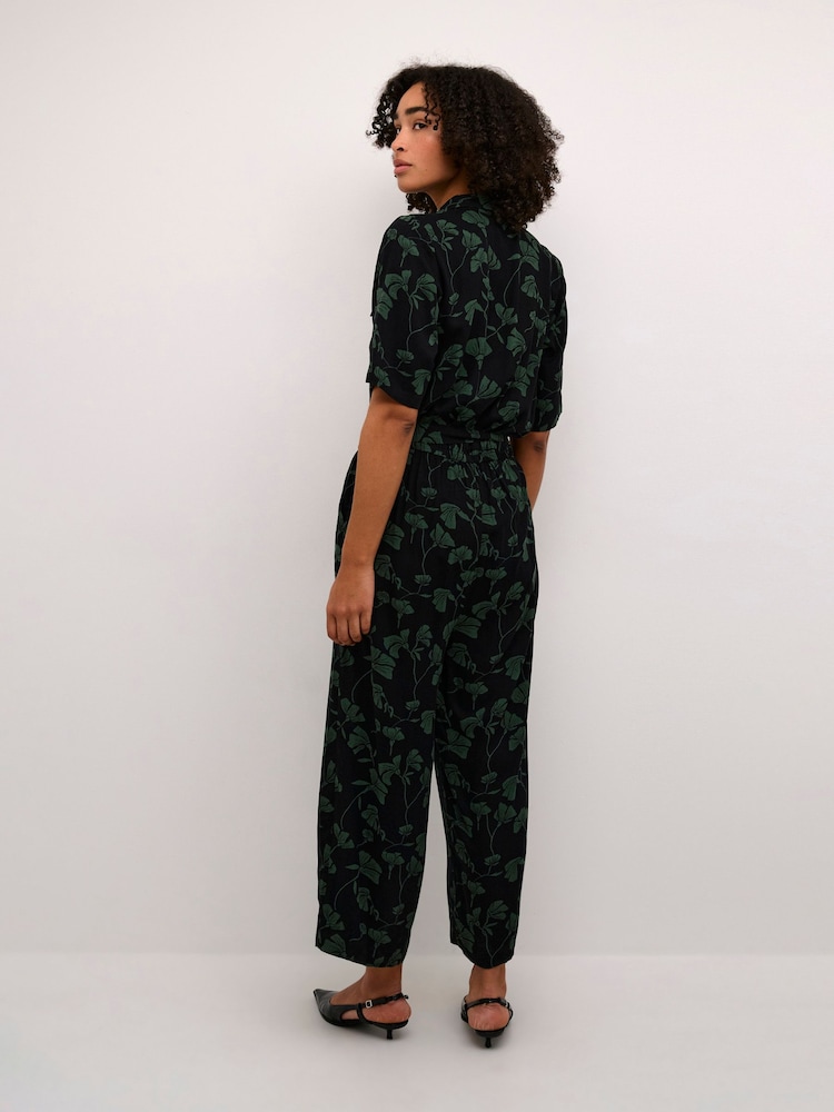 Kaffe Ruthie Half Sleeve Cropped Black Jumpsuit - Image 2 of 6 Kaffe Ruthie Half Sleeve Cropped Black Jumpsuit - Image 2 of 6