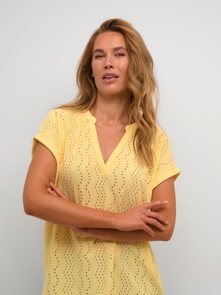 Kaffe Rachel Short Sleeve Eyelet Black Blouse - Image 1 of 6