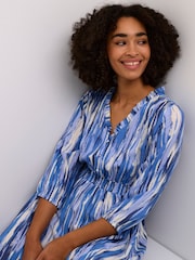 Kaffe Ariana V-Neck 3/4 Sleeve Blue Maxi Dress - Image 3 of 5