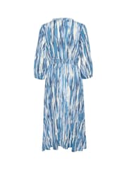 Kaffe Ariana V-Neck 3/4 Sleeve Blue Maxi Dress - Image 5 of 5