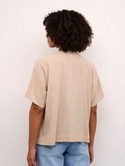Kaffe Grey Pauline Short Batwing Sleeve 100% Cotton Shirt - Image 2 of 6