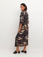 Kaffe Laila Maxi Length Printed Shirt Black Dress - Image 2 of 6