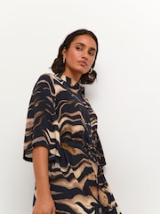 Kaffe Laila Maxi Length Printed Shirt Black Dress - Image 4 of 6