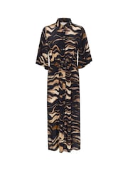 Kaffe Laila Maxi Length Printed Shirt Black Dress - Image 5 of 6