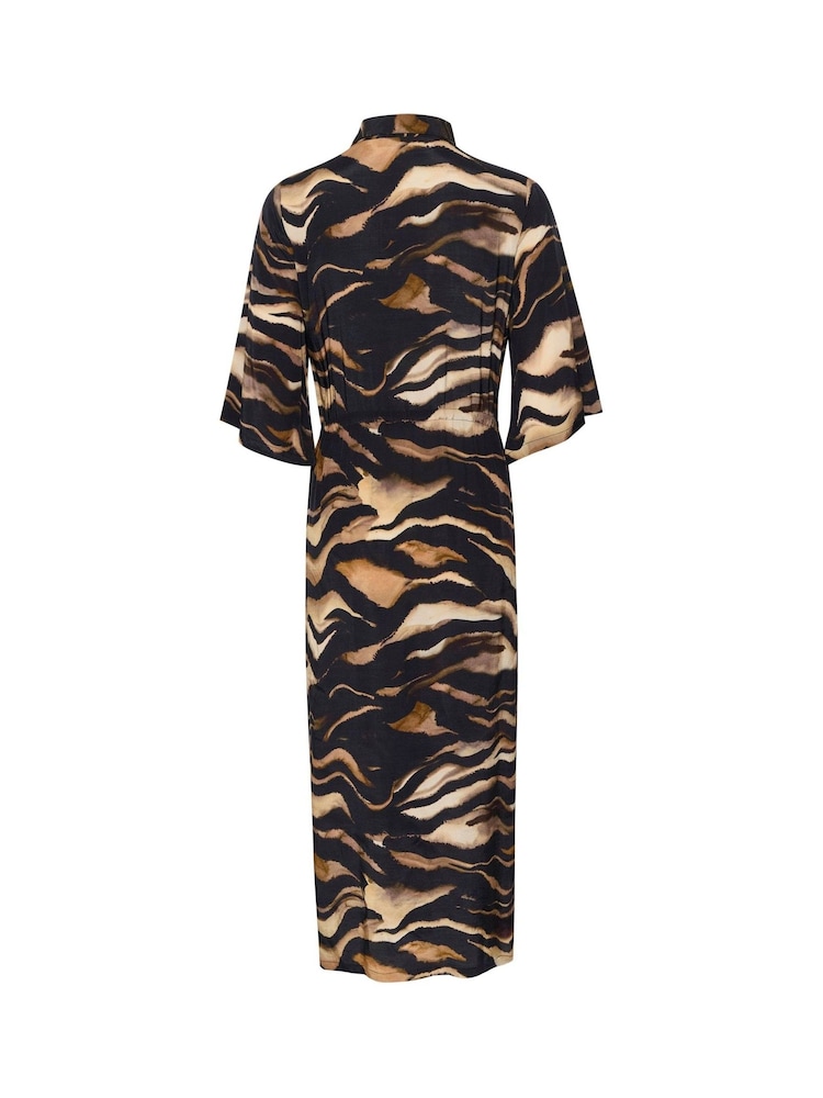 Kaffe Laila Maxi Length Printed Shirt Black Dress - Image 6 of 6