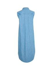 Kaffe Blue Louise 100% Cotton Denim Sleeveless Shirt Dress - Image 5 of 5