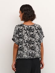 Kaffe Amber Batwing Sleeve Printed Black Blouse - Image 2 of 6
