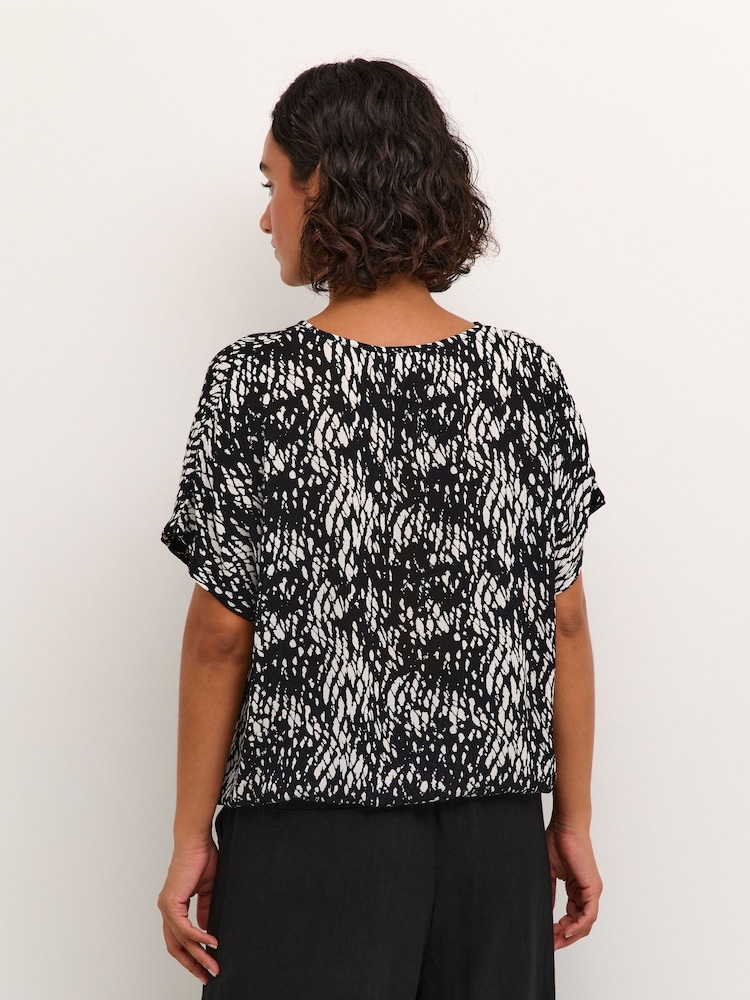 Kaffe Amber Batwing Sleeve Printed Black Blouse - Image 2 of 6