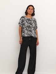 Kaffe Amber Batwing Sleeve Printed Black Blouse - Image 3 of 6