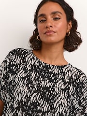 Kaffe Amber Batwing Sleeve Printed Black Blouse - Image 4 of 6