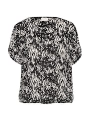 Kaffe Amber Batwing Sleeve Printed Black Blouse - Image 5 of 6