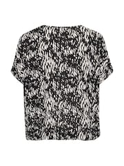 Kaffe Amber Batwing Sleeve Printed Black Blouse - Image 6 of 6