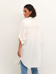 Kaffe Pauline 100% Cotton Above Knee Length Shirt White Dress - Image 2 of 6