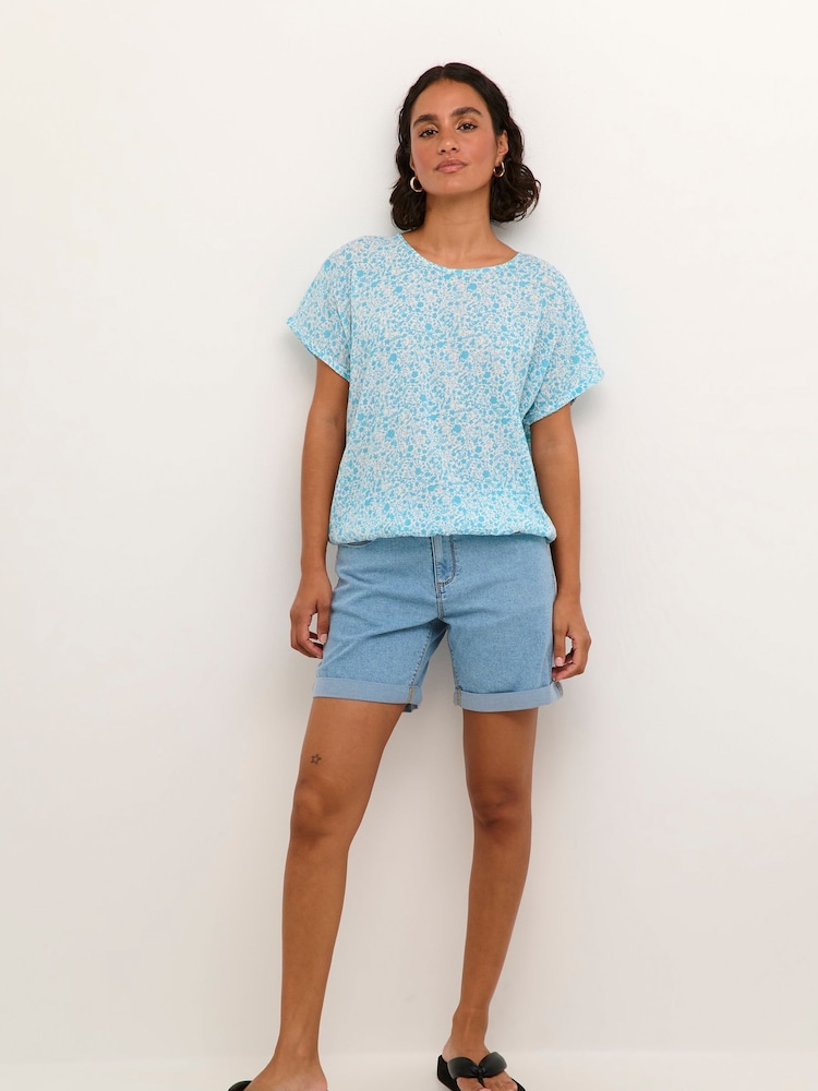 Kaffe Blue Vicky Denim Shorts - Image 2 of 6