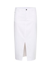 Kaffe Zelina Denim Midi Length Pencil White Skirt - Image 5 of 6