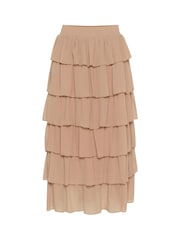 Kaffe Juliane Layered Tiers Brown Maxi Skirt - Image 5 of 6