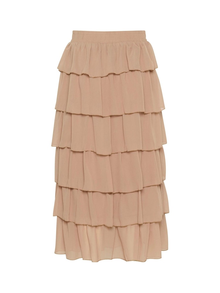 Kaffe Juliane Layered Tiers Brown Maxi Skirt - Image 6 of 6